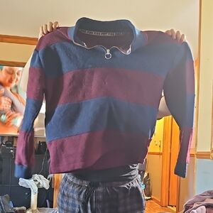 Striped Maroon and Navy Sweater